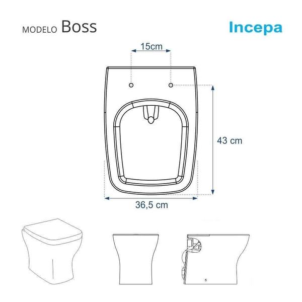 Tampa de Vaso Com Fechamento Lento Boss Matte Black (Preto Fosco) para Louça Incepa com Ferragem Dourada - Pontto Lavabo Imagem de Tampa de Vaso Com Fechamento Lento Boss Matte Black (Preto Fosco) para Louça Incepa com Ferragem Dourada