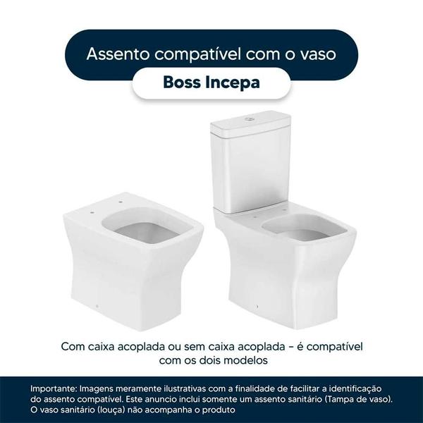 Tampa de Vaso Com Fechamento Lento Boss Matte Black (Preto Fosco) para Louça Incepa com Ferragem Dourada - Pontto Lavabo Imagem de Tampa de Vaso Com Fechamento Lento Boss Matte Black (Preto Fosco) para Louça Incepa com Ferragem Dourada