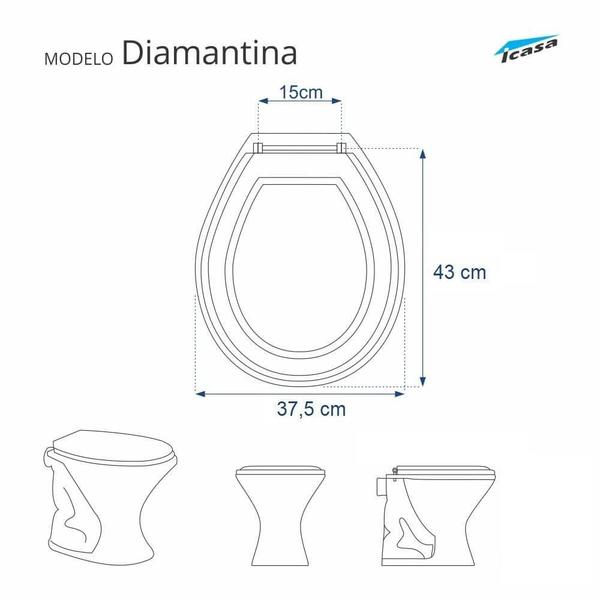 Imagem de Tampa de Vaso Diamantina Branco para vaso Icasa 6lpf