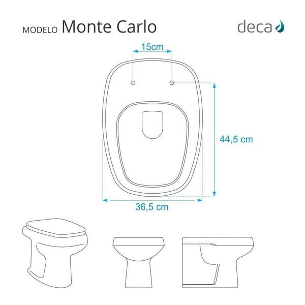 Imagem de Tampa de Vaso Monte Carlo Creme para bacia Deca Com Ferragem Dourada