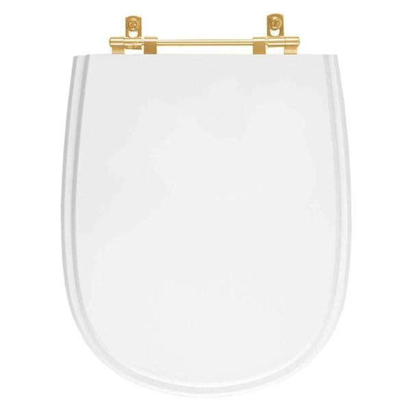 Imagem de Tampa de Vaso Paris Branco para bacia Ideal Standard Com Ferragem Dourada