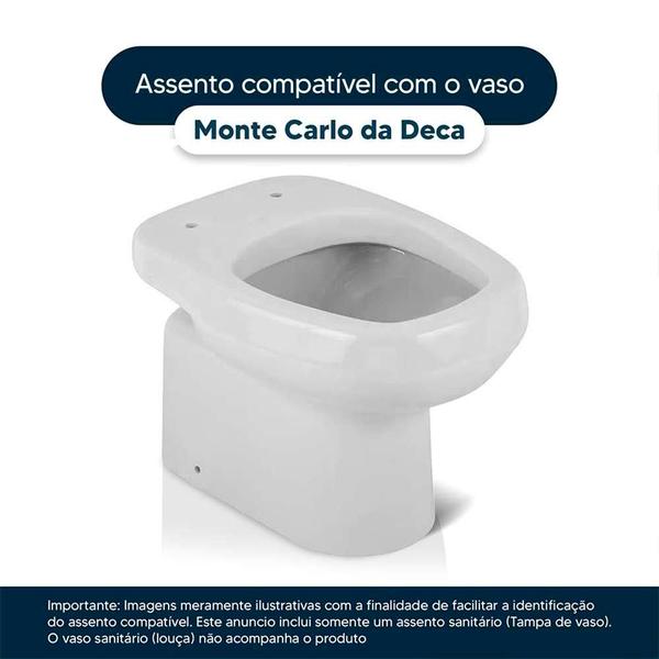 Imagem de Tampa de Vaso Sanitário com Amortecedor Monte Carlo Cinza Vip (Cinza Escuro) para Bacia Deca