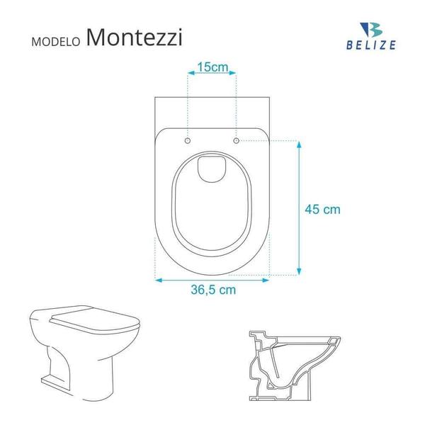 Imagem de Tampa de Vaso Sanitário com Amortecedor Montezzi Branco para Vaso Belize