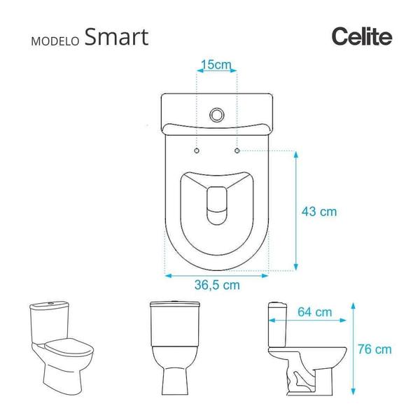 Imagem de Tampa de Vaso Sanitário com Amortecedor Smart Branco para Bacia Celite