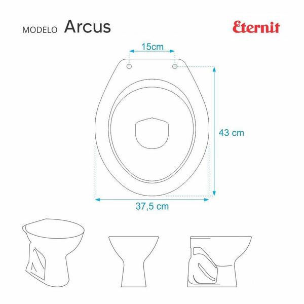 Imagem de Tampa de Vaso Sanitário Poliester Arcus Branco para Louça Eternit