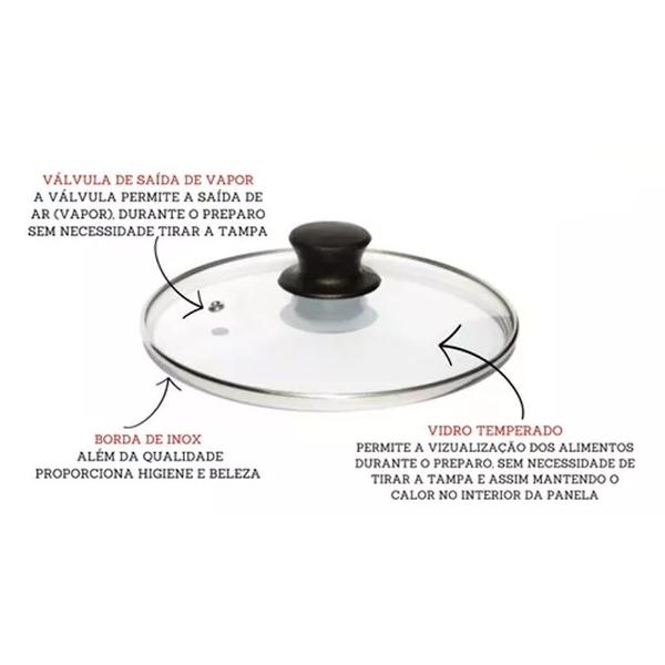 Tampa de Vidro Avulsa 28 cm para Panela Frigideira Caçarola - ALUMINIO DOCESAR Imagem de Tampa de Vidro Avulsa 28 cm para Panela Frigideira Caçarola