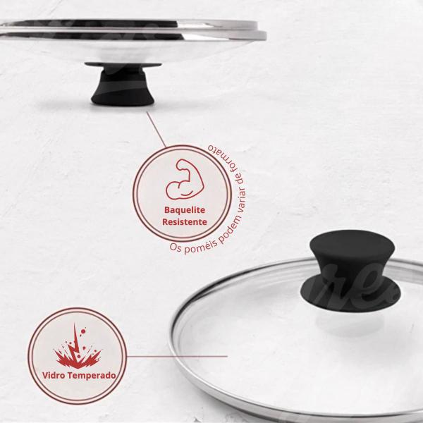 Tampa de vidro para panela com pomel 20cm avulsa n20 - DASSHAUS Tampa De Vidro Panela Frigideira Cozinha Tampa Imagem de Tampa de vidro para panela com pomel 20cm avulsa n20