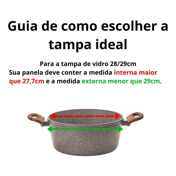 Tampa de Vidro Temperado 28/29cm com Puxador de Madeira Para Panela Frigideira Caçarola - Feheros Shop Imagem de Tampa de Vidro Temperado 28/29cm com Puxador de Madeira Para Panela Frigideira Caçarola