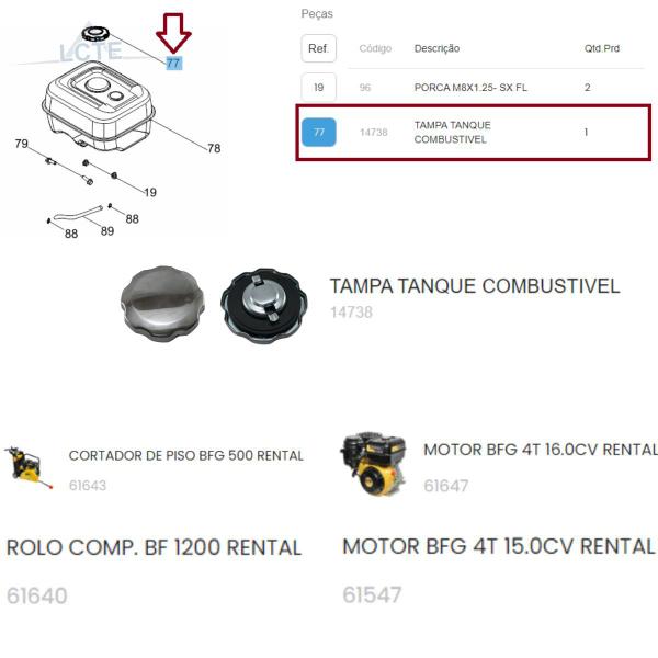 Imagem de Tampa do Tanque P/ Rolo Compactador Rental BF 1200 - Buffalo