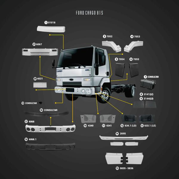 Tampa Estribo Ford Cargo 815 (par) - BL Fibras Imagem de Tampa Estribo Ford Cargo 815 (par)