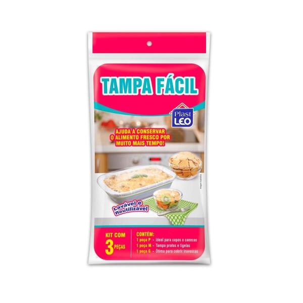 Imagem de Tampa Fácil De Alimentos Reutilizável Lavável Plástico 3 Pcs