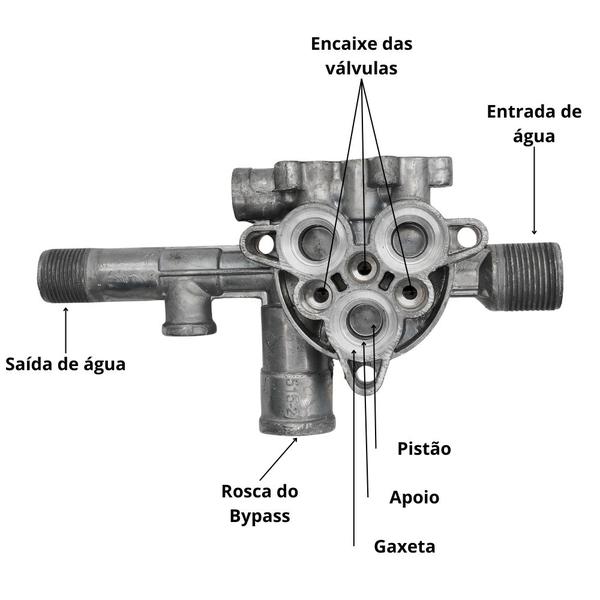 Tampa Frontal Cabeçote da Bomba Alumínio para Lavadora WAP Líder e Premier FW004334 Imagem de Tampa Frontal Cabeçote da Bomba Alumínio para Lavadora WAP Líder e Premier FW004334