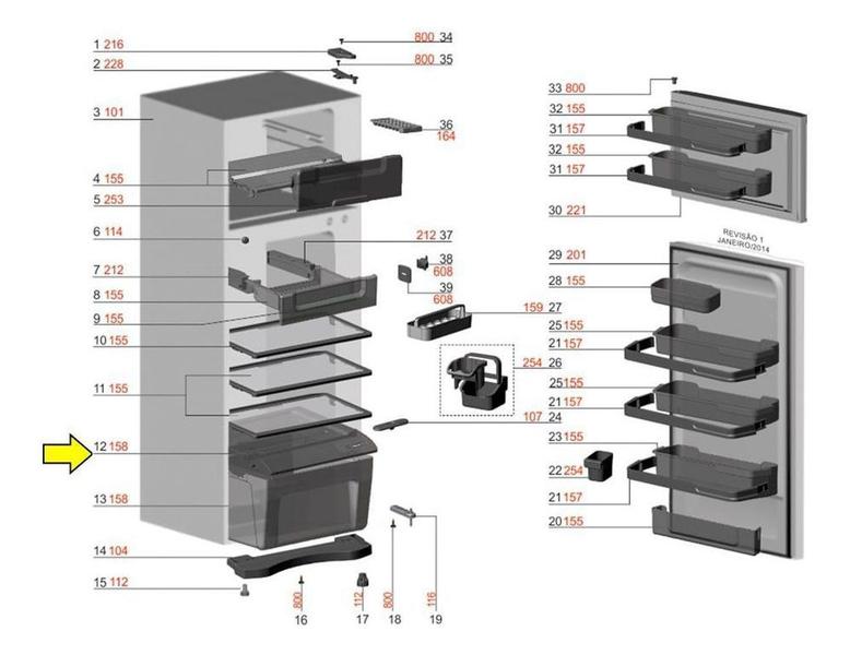 Imagem de Tampa Gaveta De Verduras Refrigerador Df42 Dw42x Dfx42 Electrolux Original 70201022 A99338503 67401710