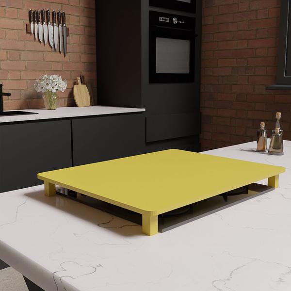 Imagem de Tampa para Cooktop 2 Bocas 29 x 50 cm Venax Madeira MDF Laqueado Amarelo