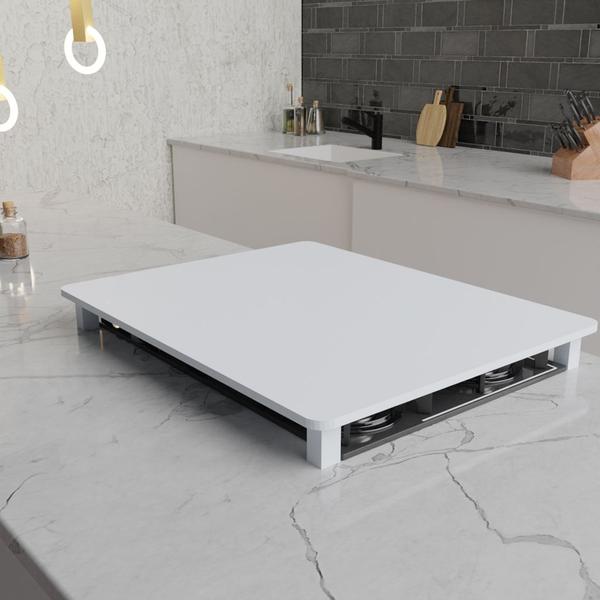 Imagem de Tampa para Cooktop 2 Bocas 29 x 51 cm Brastemp Madeira MDF Laqueado Branco