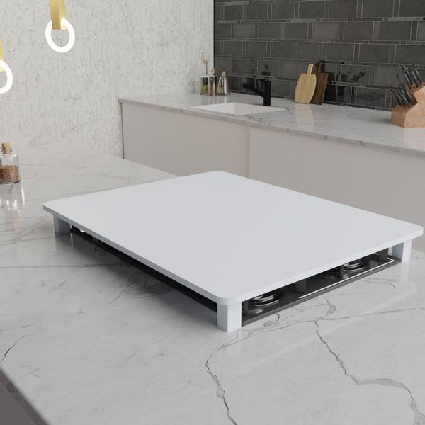 Tampa para Cooktop 3 Bocas 66 x 32 cm Built Madeira MDF Laqueado Branco - Formalivre Imagem de Tampa para Cooktop 3 Bocas 66 x 32 cm Built Madeira MDF Laqueado Branco
