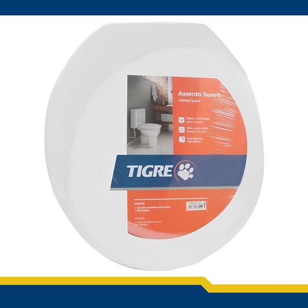 Tampa Privada Almofadada Branca Universal Vaso Oval Oferta - Tigre Imagem de Tampa Privada Almofadada Branca Universal Vaso Oval Oferta