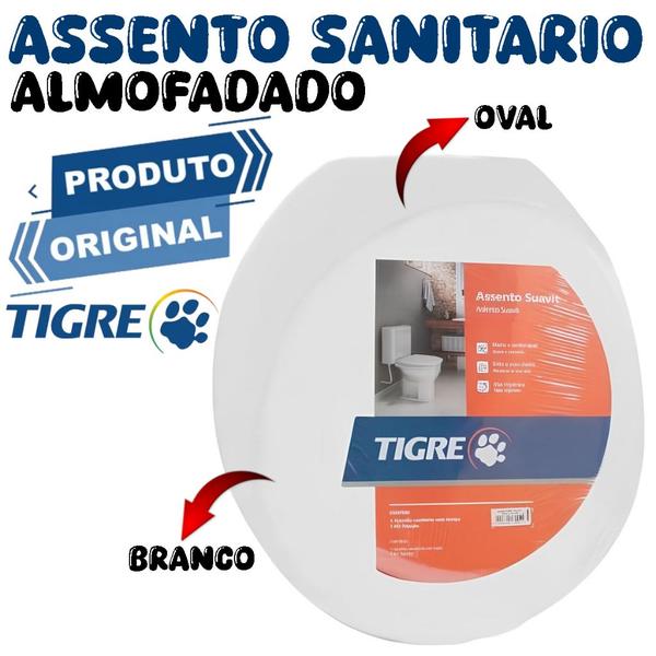 Tampa Privada Almofadada Branca Universal Vaso Oval Oferta - Tigre Imagem de Tampa Privada Almofadada Branca Universal Vaso Oval Oferta