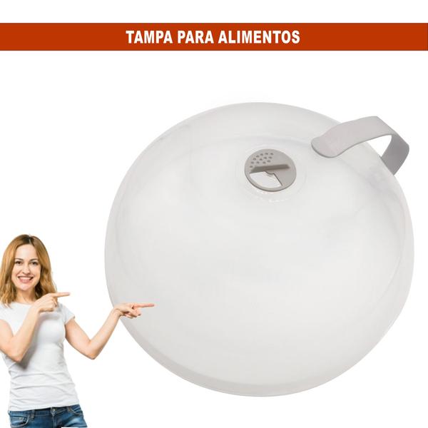 Imagem de Tampa Protetora Alimentos Para Micro-ondas Plástico Com Alça