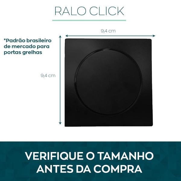 Imagem de Tampa Ralo Click 10X10 E Valvula 7/8 Preto Inox Banheiro Kit