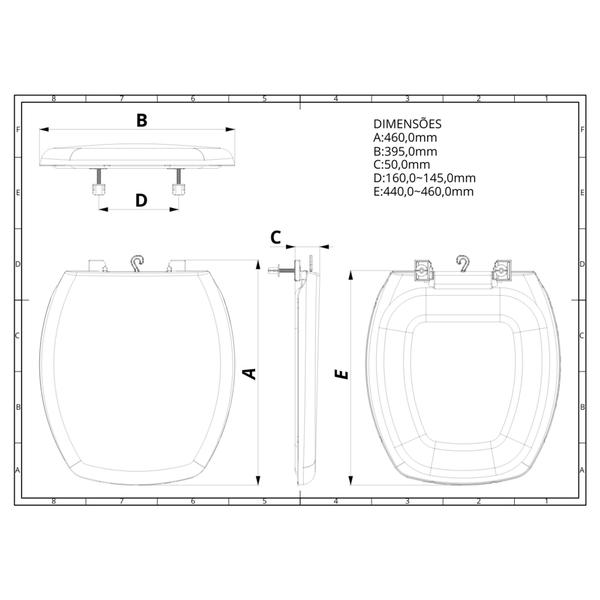 Imagem de Tampa Sanitária Banheiro Almofadado Luxo Thema Branco Com Dimensão De 460,0 x 395,0 x 50,0mm