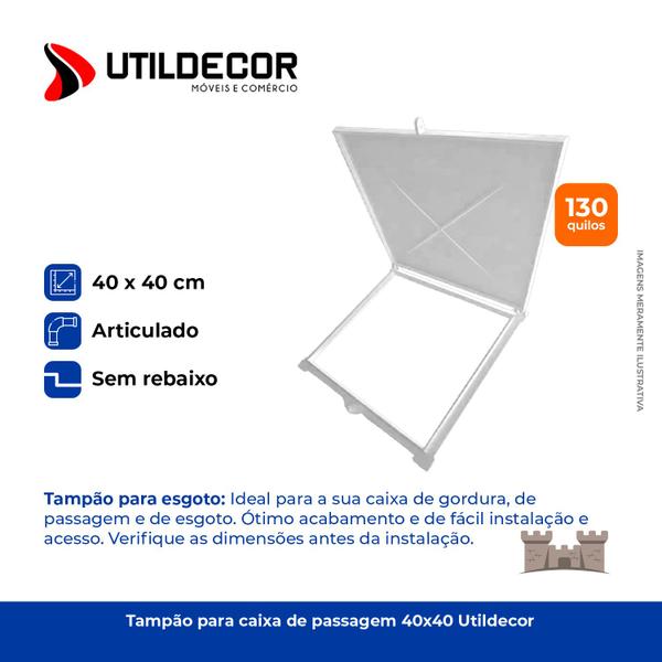 Imagem de Tampa Sem Rebaixamento 40x40 Caixa De Passagem Utildecor Branco Fosco