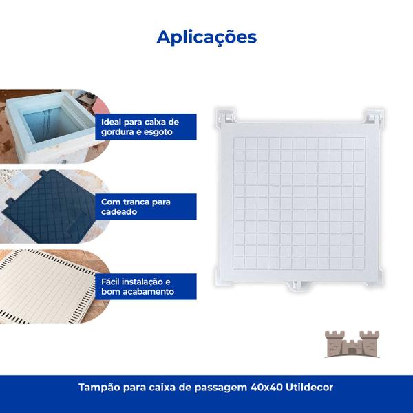 Imagem de Tampa Sem Rebaixamento 40x40 Caixa De Passagem Utildecor Branco Fosco