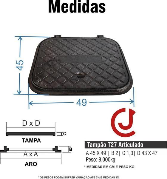 Imagem de Tampa T33 Calçada Elétrica Esgoto Passagem Ferro Articulada