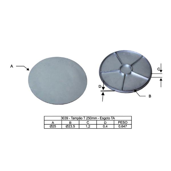 Imagem de Tampa Tampão de Chão Redondo T25 Para Caixa de Gordura 25cm