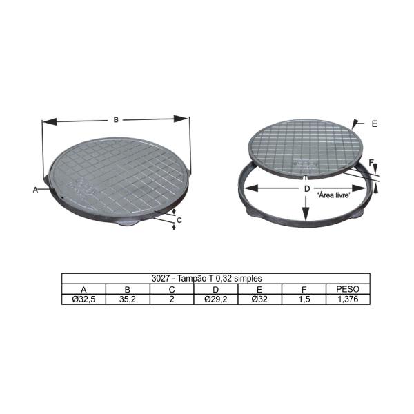 Imagem de Tampa Tampão de Chão T032 em Alumínio Circular Simples 32cm