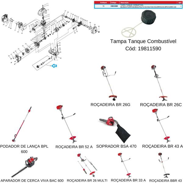 Imagem de Tampa Tanque Combustível Da Roçadeira BR 33/43/52 A Branco