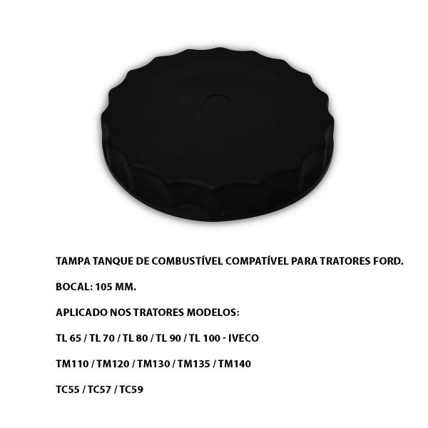 Imagem de Tampa Tanque Compativel Trator New Holland TL65/70/80/90/100/TM110/120/130/135/140/TC55/57/59      