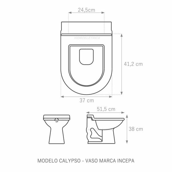 Imagem de Tampa Vaso Calypso Cinza Amber Bacia Incepa Mdf Cinza Escuro