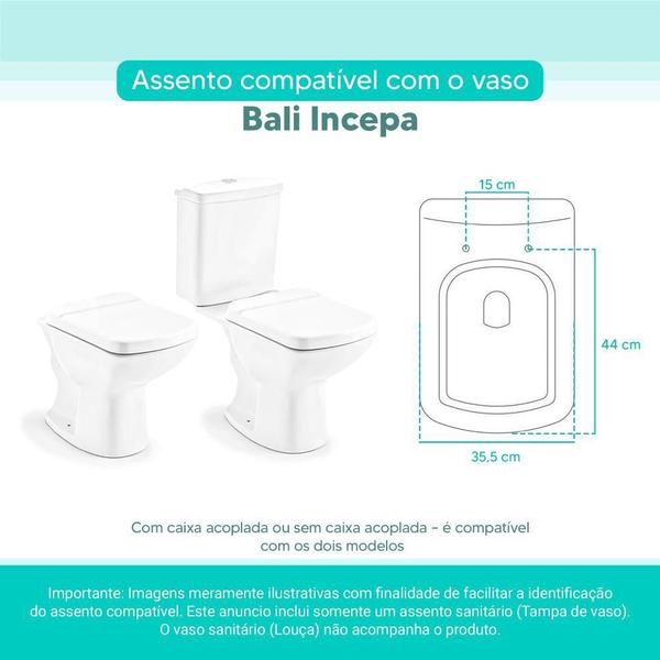 Imagem de Tampa Vaso Sanitário Madeira Laqueada Bali Branco para bacia Incepa