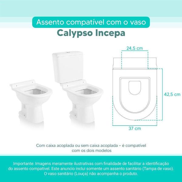 Imagem de Tampa Vaso Sanitário Madeira Laqueada Calypso Branco para bacia Incepa