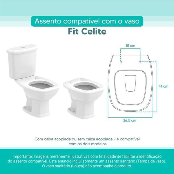 Imagem de Tampa Vaso Sanitário Madeira Laqueada Fit Branco para bacia Celite