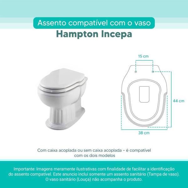 Imagem de Tampa Vaso Sanitário Madeira Laqueada Hampton Branco para bacia Incepa