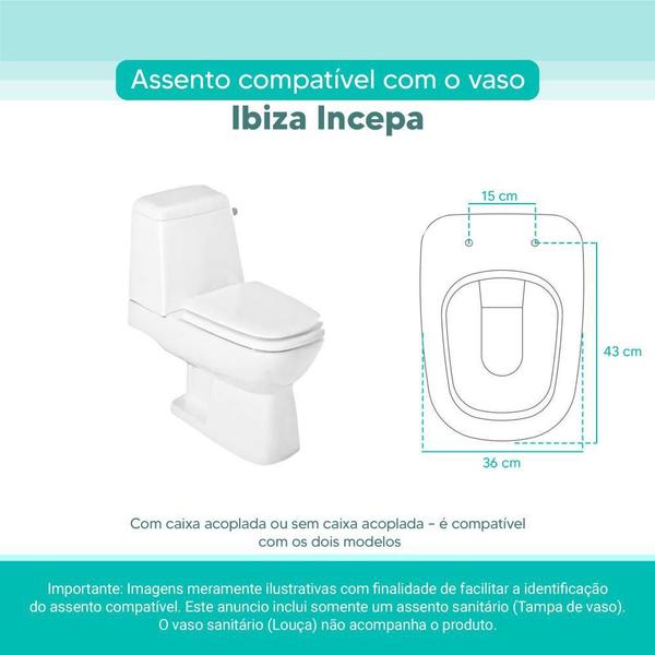 Imagem de Tampa Vaso Sanitário Madeira Laqueada Ibiza Branco para bacia Incepa