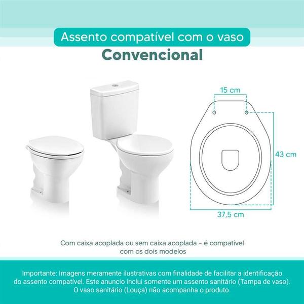 Imagem de Tampa Vaso Sanitário Madeira Laqueada Oval Convencional Branco para bacia Celite