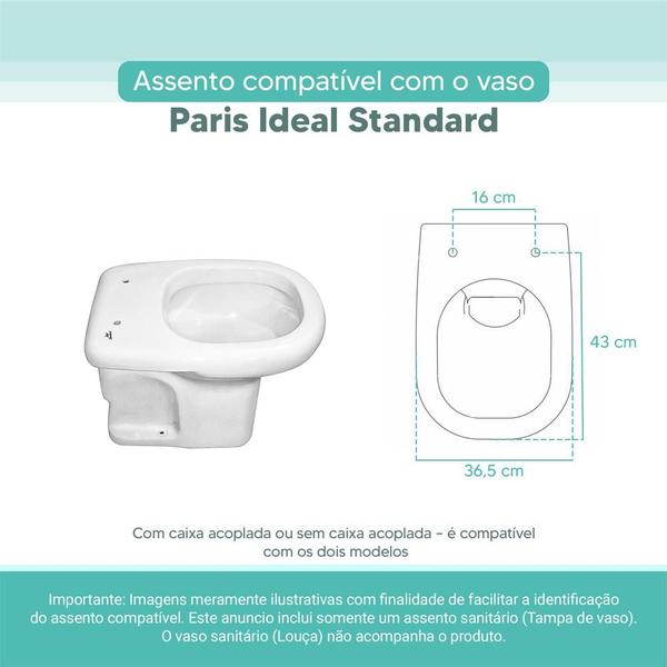 Imagem de Tampa Vaso Sanitário Madeira Laqueada Paris Branco para bacia Ideal Standard