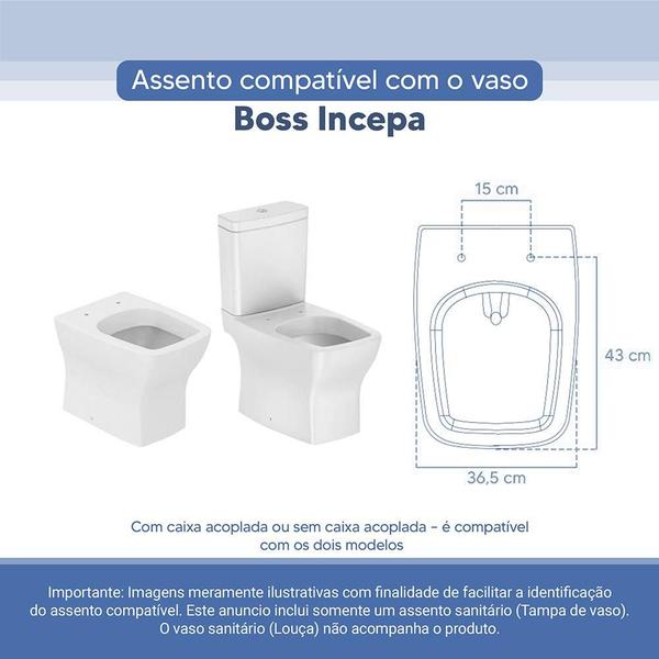 Imagem de Tampa Vaso Sanitário Poliester Acrilico Boss Branco para bacia Incepa