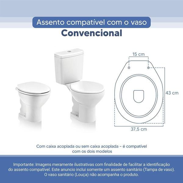 Imagem de Tampa Vaso Sanitário Poliester Acrilico Oval Convencional Branco para bacia Incepa