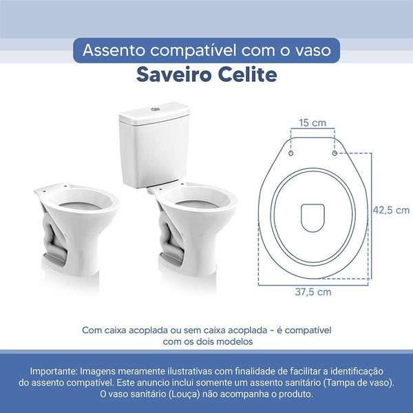 Imagem de Tampa Vaso Sanitário Poliester Acrilico Saveiro Branco para bacia Celite