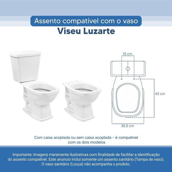 Imagem de Tampa Vaso Sanitário Poliester Acrilico Viseu Branco para bacia Luzarte