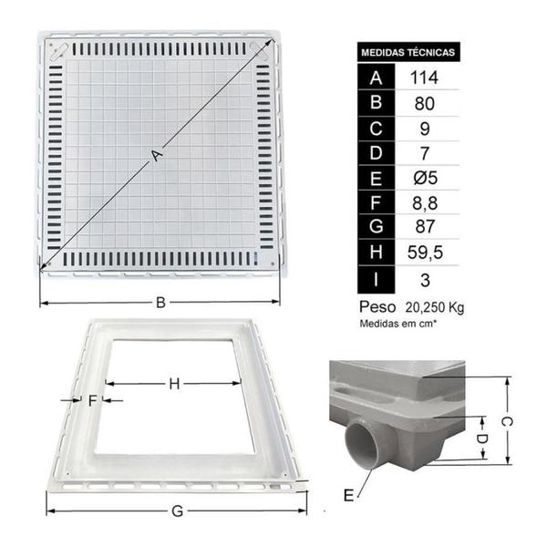 Imagem de Tampão 80 x 80 CM Rebaixado com Grelha para Casa de Máquinas de Piscinas 3084 Marron Fosco GDA