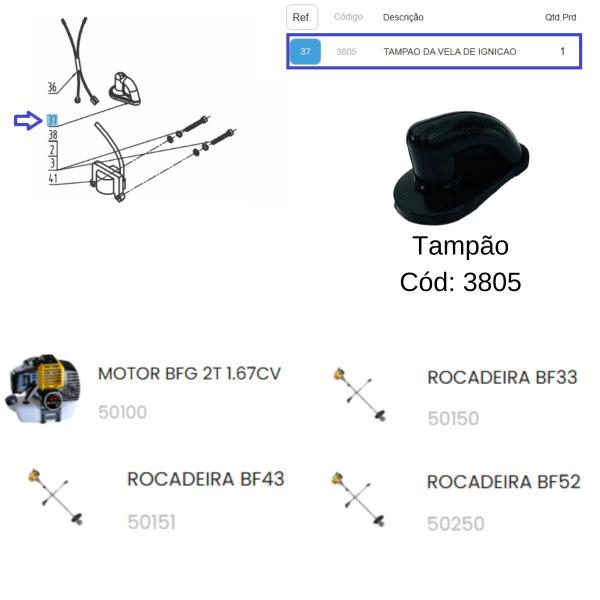 Imagem de Tampão da Vela Ignição Para Roçadeira BF 52 Buffalo Original