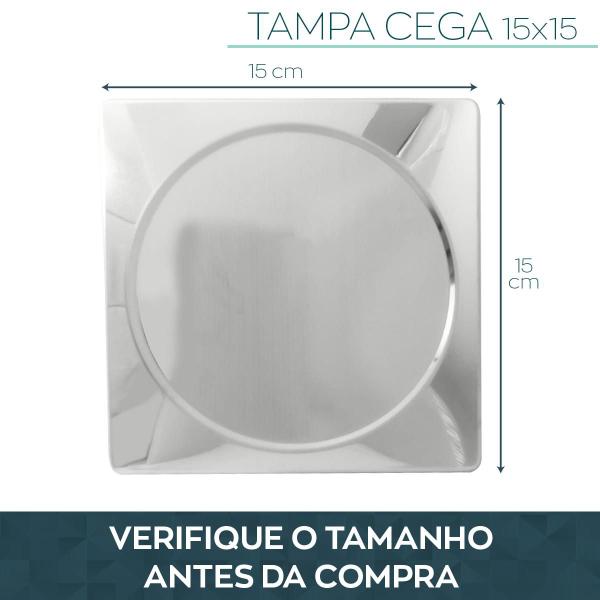 Imagem de Tampão De Caixa Sifonada Inox 15x15 Tampa Ralo Grelha 15cm Tampa Cega Quadrada Antiodor Cano Lavanderia Banheiro Veda Ra