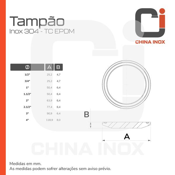 Imagem de Tampao inox 304 tc - diâmetro 2''