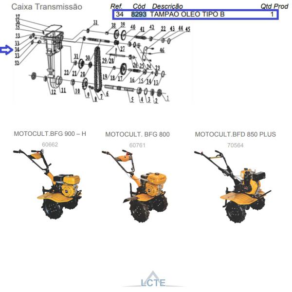 Imagem de Tampão Óleo Tipo B Do Motocultivador BFD 850 Plus Buffalo