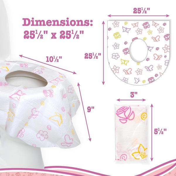 Tampas de assento higiênico descartáveis para crianças e adultos (40 Pack) Germ Protect from Public Toilets - impermeável, embalado individualmente, revestido de plástico para nenhum fio de imersão, XL para cobrir todo o vaso sanitário - rosa / flo - POTTY SHIELDS Imagem de Tampas de assento higiênico descartáveis para crianças e adultos (40 Pack) Germ Protect from Public Toilets - impermeável, embalado individualmente, revestido de plástico para nenhum fio de imersão, XL para cobrir todo o vaso sanitário - rosa / flo